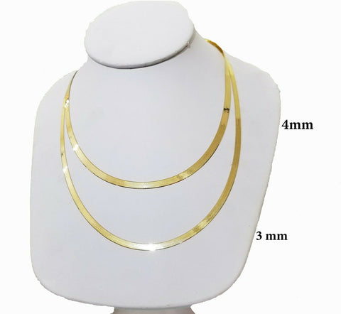 Real 10k Yellow Gold Herringbone necklace chain 3mm 18" 20" 22" 24"