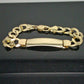 Mens SOLID 10K Yellow Gold Link Bracelet 9" ID Plate Long New