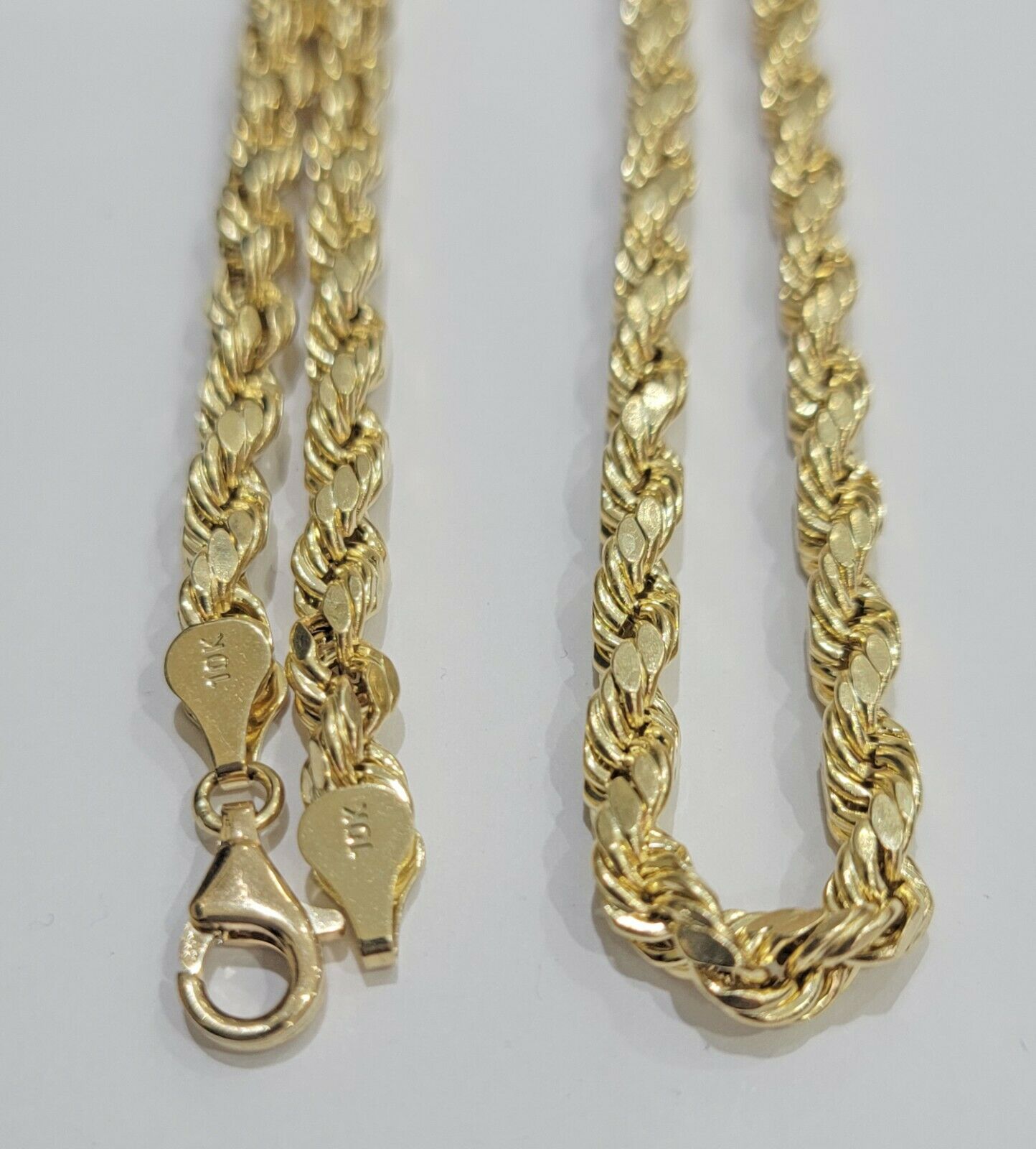 10k Gold Rope chain 6mm 26 Inch Real 10kt Yellow Gold Necklace Diamond Cuts