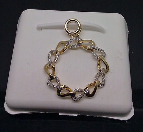 Brand New Ladies 10 K Yellow Gold Pendant Beautiful Round Design With Diamonds