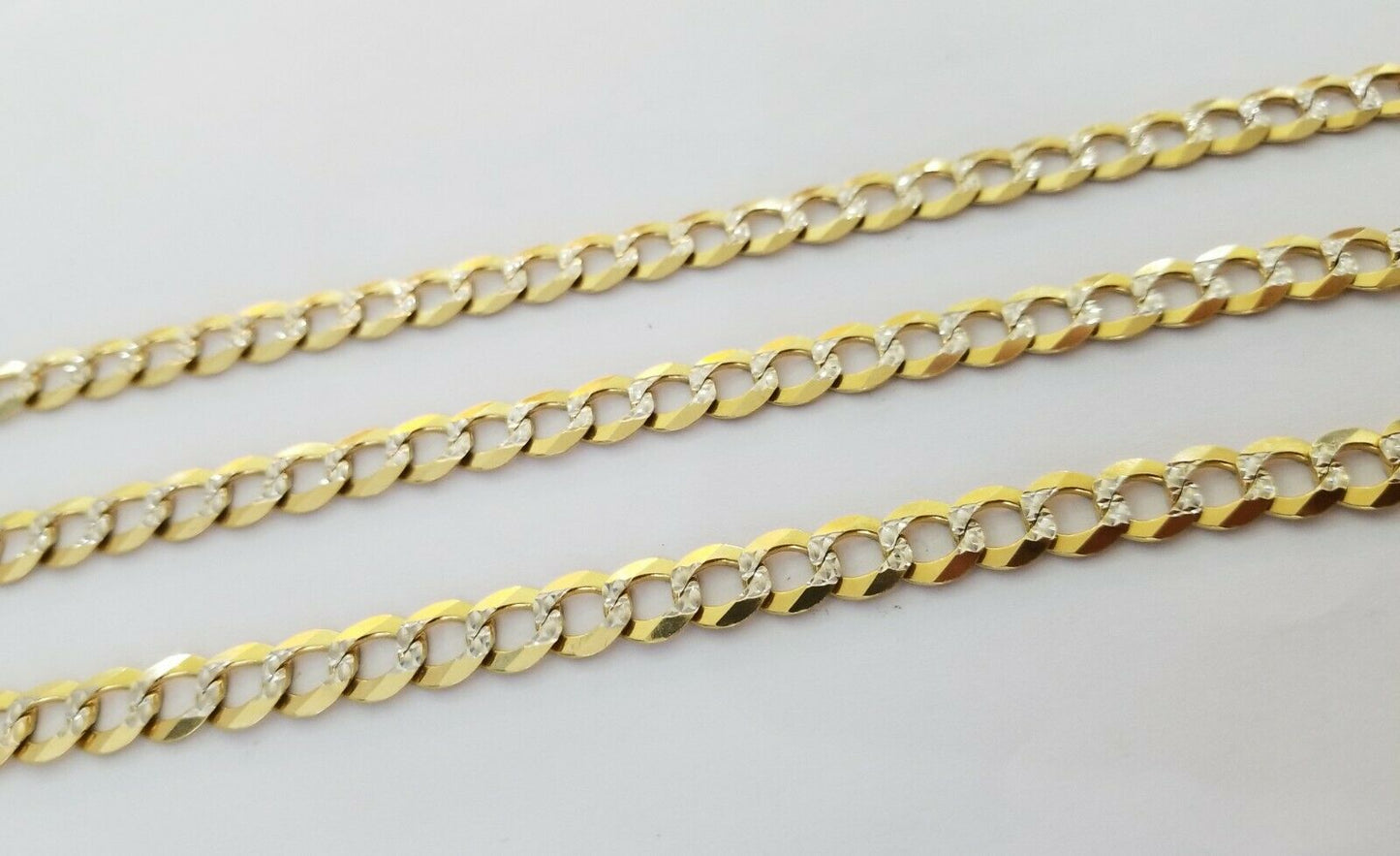 Solid REAL Yellow Gold 10k Cuban Curb Link necklace 8mm gold chain w diamond cut