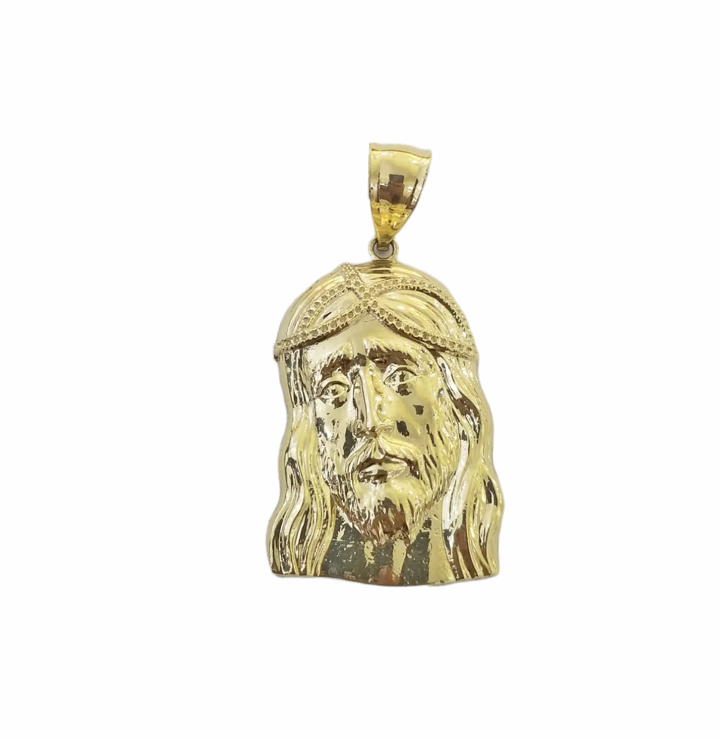 Real 10K Yellow Gold Jesus Head Pendent Charm