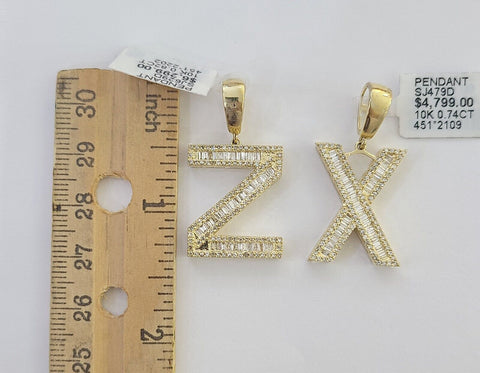 10k Real Yellow Gold Genuine Diamond Alphabet Initial Charm Pendent A-Z