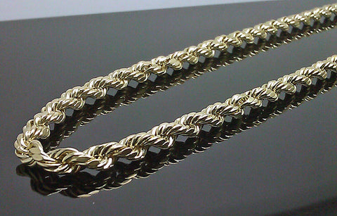 Real 10K Gold Rope Chain Necklace For Men 6mm 20 Inch Real Gold