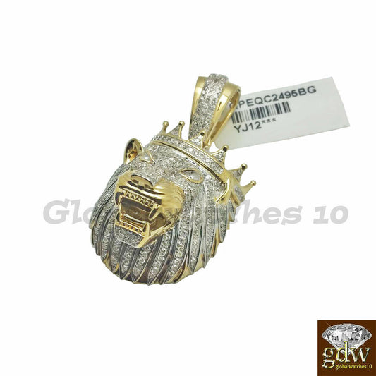 10k Gold Pendant For Men with Diamonds King Lion Head Pendant  Custom Design!