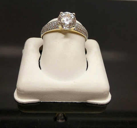 SOLID 10K Yellow Gold Ladies Ring Anniversary Wedding Promise 1 CT Diamond look