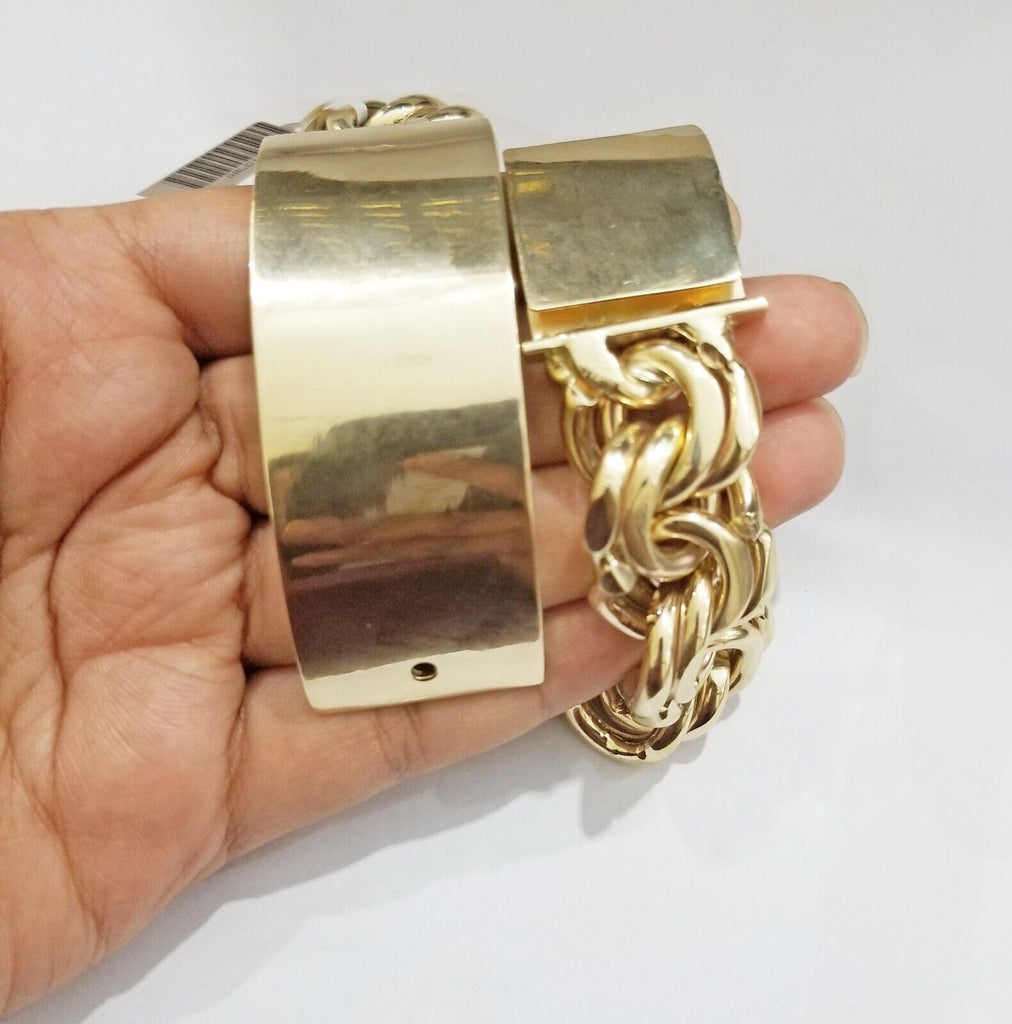 10k Solid Yellow Gold Chino ID Bracelet Size 8.5 Inches Box Lock Real –  Globalwatches10