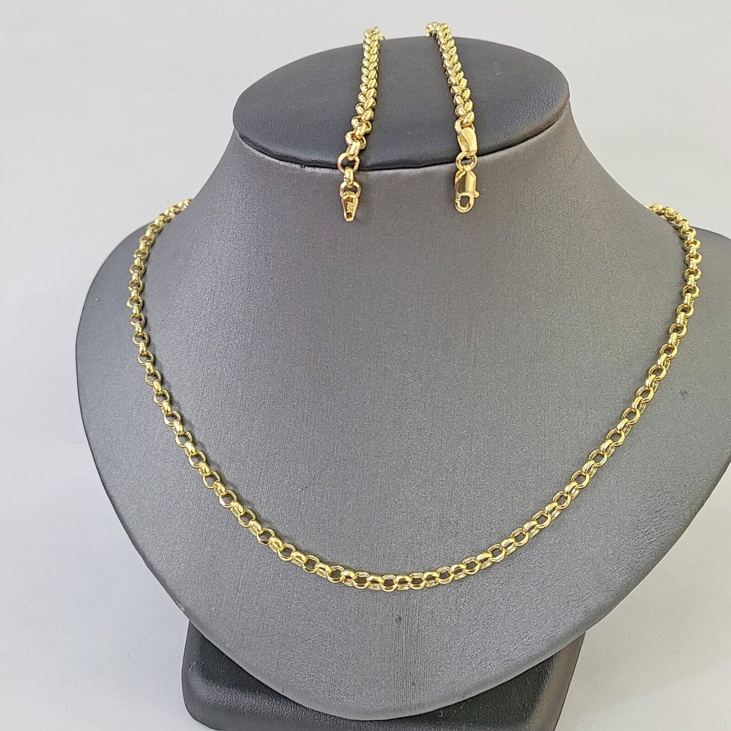 10k Yellow Gold Rolo Chain Bracelet 8 Inch 5mm Link Necklace Chain 22" Inch