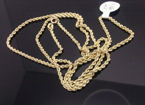 10K Yellow Gold Rope Chain  Necklace 18" Inches