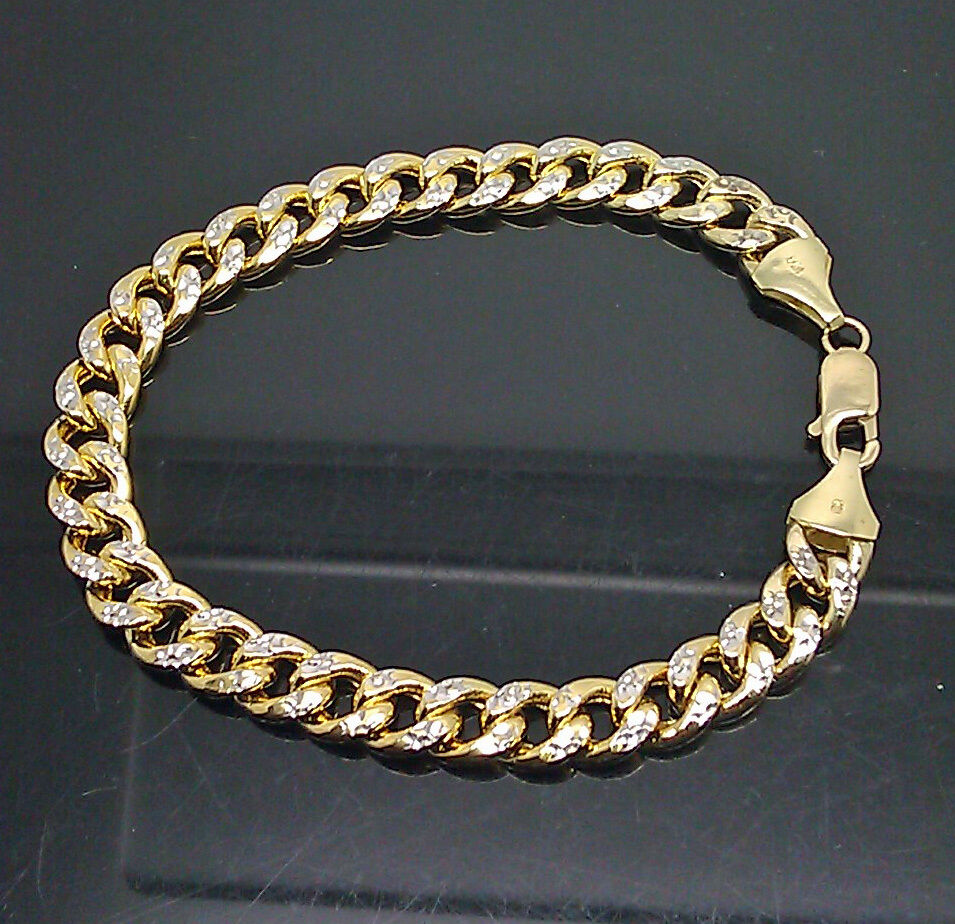 9ct White Gold 8 Inch 7mm Flat Byzantine Bracelet