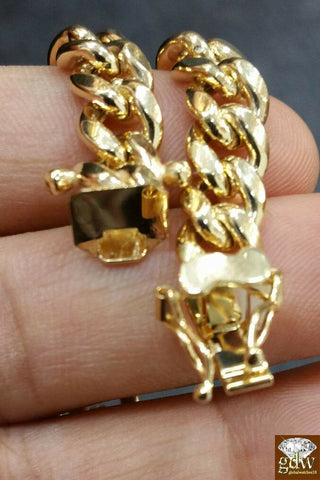 10k Gold Bracelet For Men Real Genuine Gold Miami Cuban Link 10kt Yellow Gold