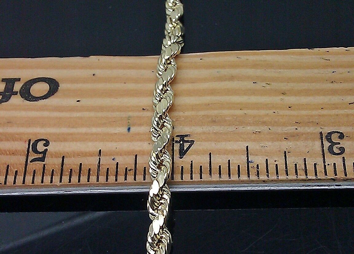 Real 14k SOLID Yellow Gold 2.5mm Rope Chain Diamond Cut 24" Inches Lobster Lock