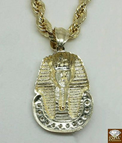 10k Yellow Gold Pharaoh Head Pendant Charm Men king Queen Cross Jesus