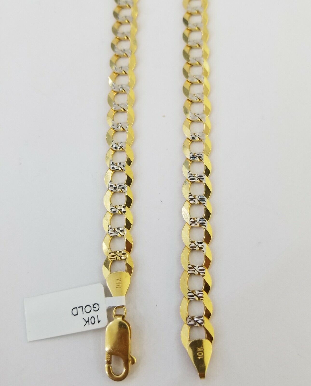 Real 10k Yellow Gold Cuban Curb Link Chain 10mm gold with diamond cuts