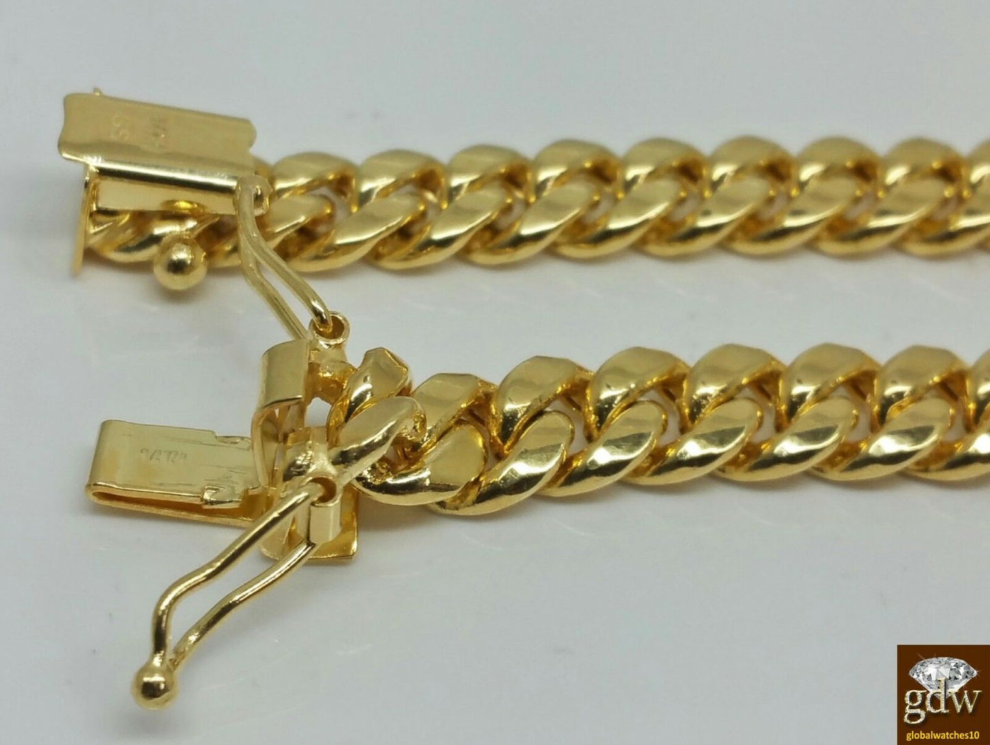 14K Yellow Gold  Miami Cuban Chain 8mm 22 inch Long BOX LOCK Men's Necklace REAL