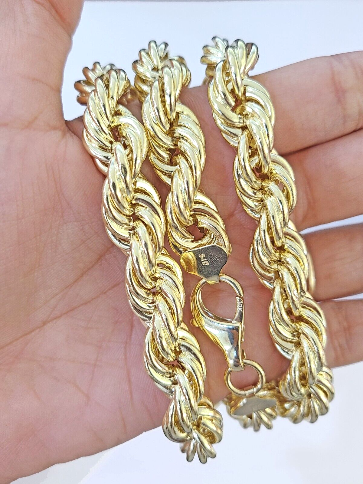 10k Real Yellow Gold Rope Chain Thick 12mm Men Chain 30 Inches Genuine