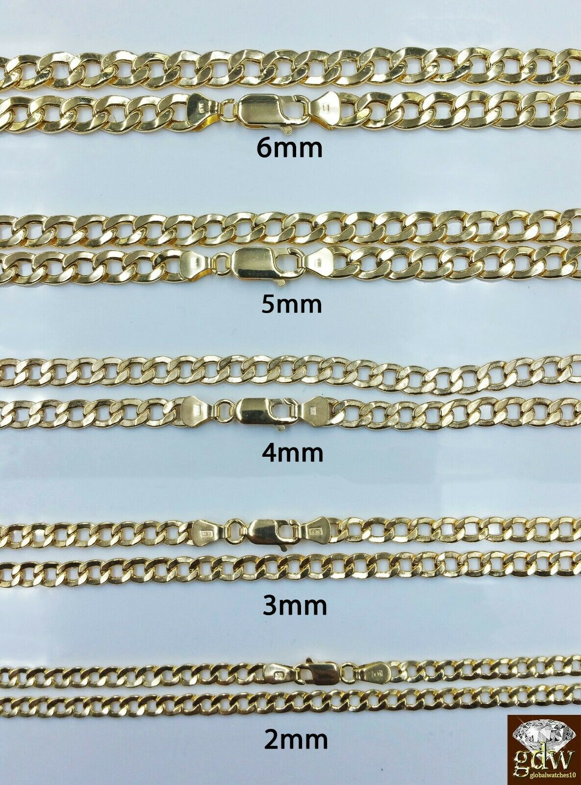 Real 14K Yellow Gold Men Cuban Link Chain Necklace 2mm 3mm 4mm 5mm 6mm 24 Inches 4mm