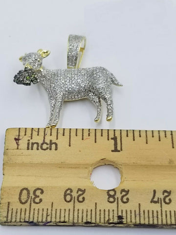 10k Yellow Gold Genuine Diamond GOAT with Money Bag Lucky Charm Pendant Real
