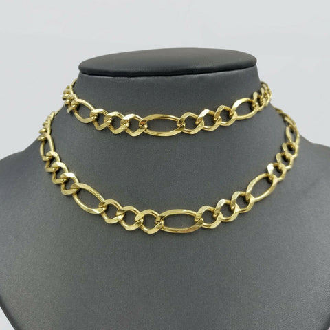 8mm 22" SOLID 10k Gold Figaro Link Chain Necklace 100% Authentic 10kt Gold