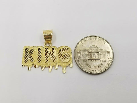 10k Yellow Gold King Dripping Charm Diamond Cut Pendant Mens Real 10K
