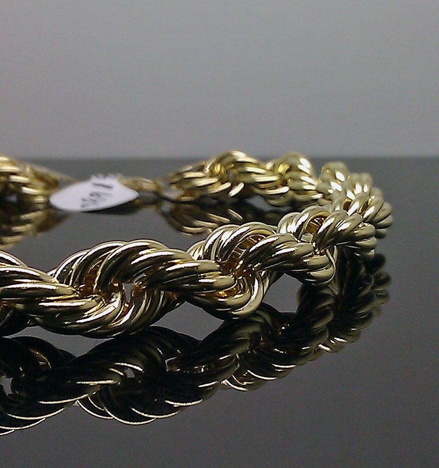 Real 10k Yellow Gold Rope Bracelet 8 mm 8" Inch Lobster Men