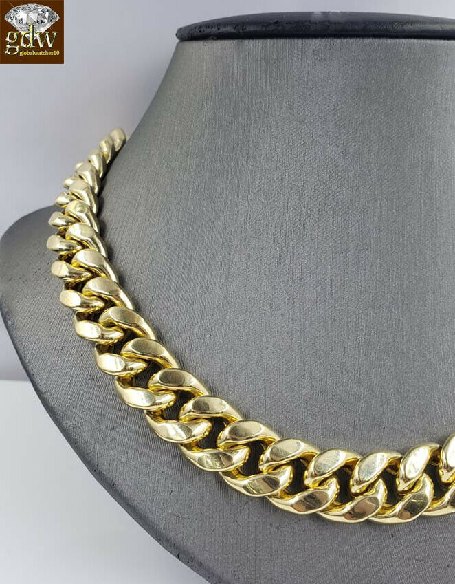 12mm 24" REAL 10k Gold Miami Cuban Chain Necklace BoxClasp Authentic yellow Gold