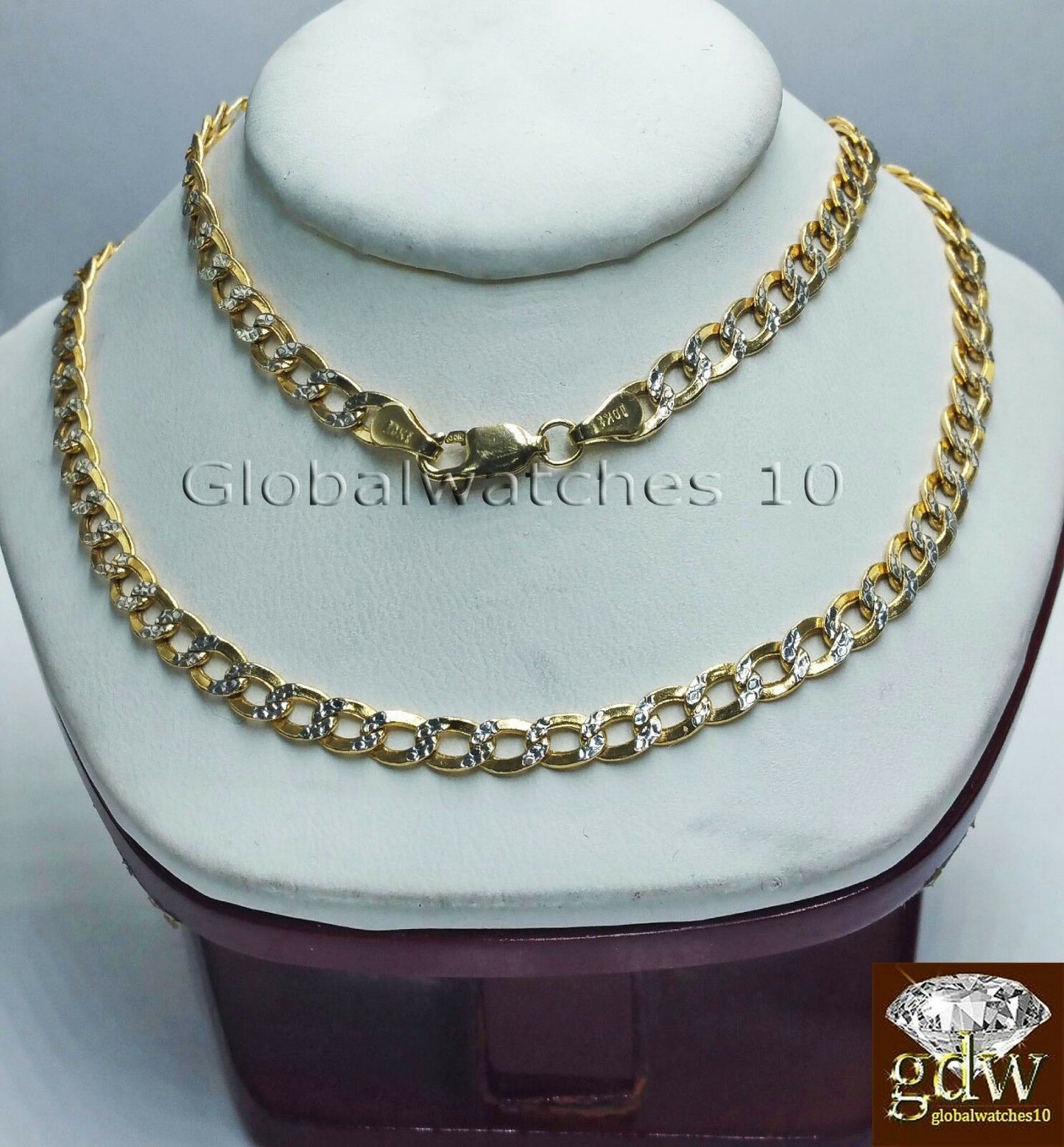 Real 10k Yellow Gold Miami Cuban Diamond Cut Chain in Various Length 22-26 Inch.