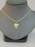 10k Yellow Gold Rope Chain Nugget Heart Charm Pendant 18" 20" 22" 24" 26" 28"