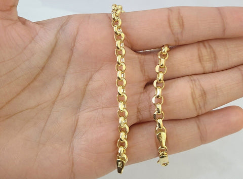 10k Yellow Gold Bracelet 4mm Rolo Chain 8" Inch Men Women 10kt Rolo Link