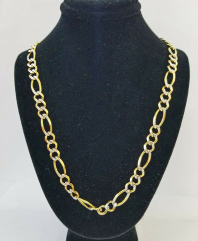 22" Real 14K Yellow Gold Figaro Link Chain 6mm Necklace Diamond Cut Lobster