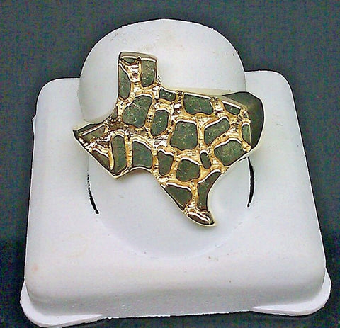 Solid 10k Yellow Gold Texas Ring Nugget Ring Mens Band Casual Pinky 10