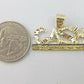 10k Yellow Gold Lucky Cash Mens Charm Pendant with Diamond Cut Design