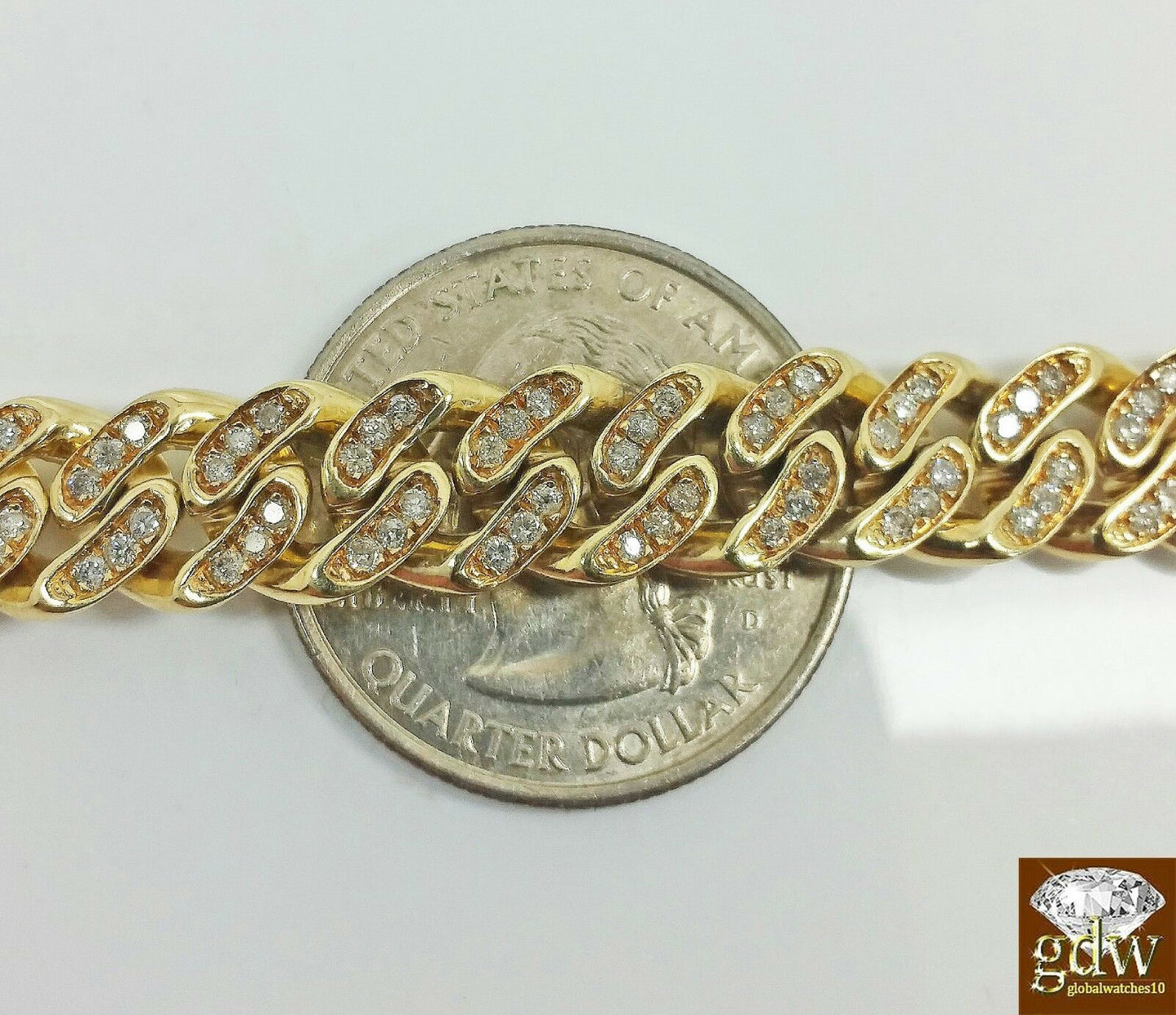 Mens 3CT Diamond Bracelet 10k Yellow Solid Gold Miami Cuban 9 Inch 8mm Bracelet