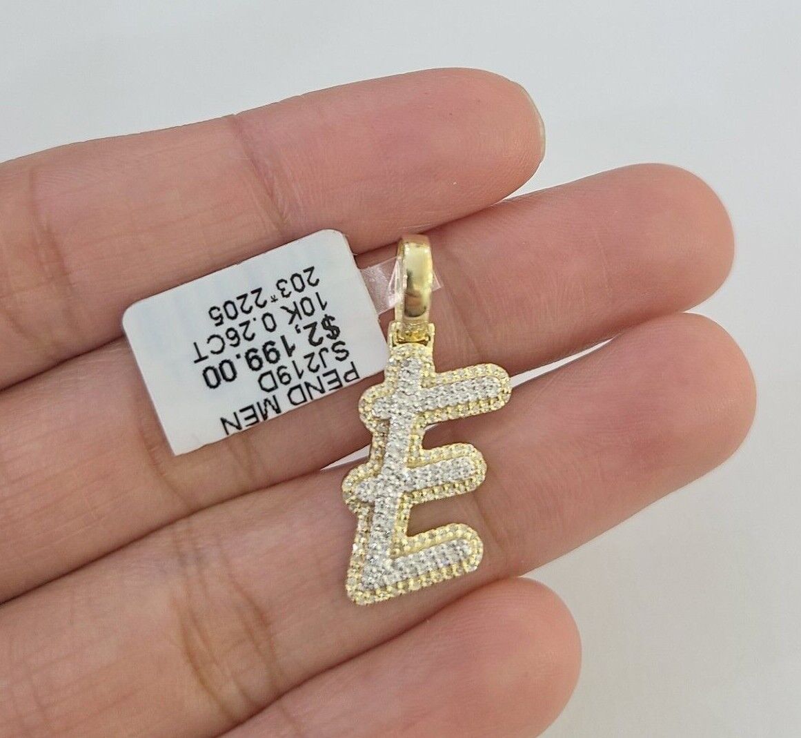 10k Real Yellow Gold Genuine Diamond Initial A-Z Alphabet Charm Pendent