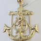 Real 10k Yellow Gold Jesus Crucifix Anchor Pendant 2.5 inches Charm
