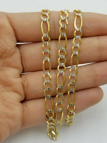 14k Solid Yellow Gold Figaro Chain necklace 5mm Diamond Cut Male Female 22" Real