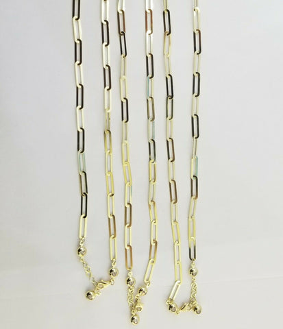 10k real gold 4mm Paperclip Chain 16-24"inch 10kt yellow gold link necklace