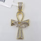 10k Real Gold Cross Evil Eye Pendant Genuine Diamonds Charm 10KT
