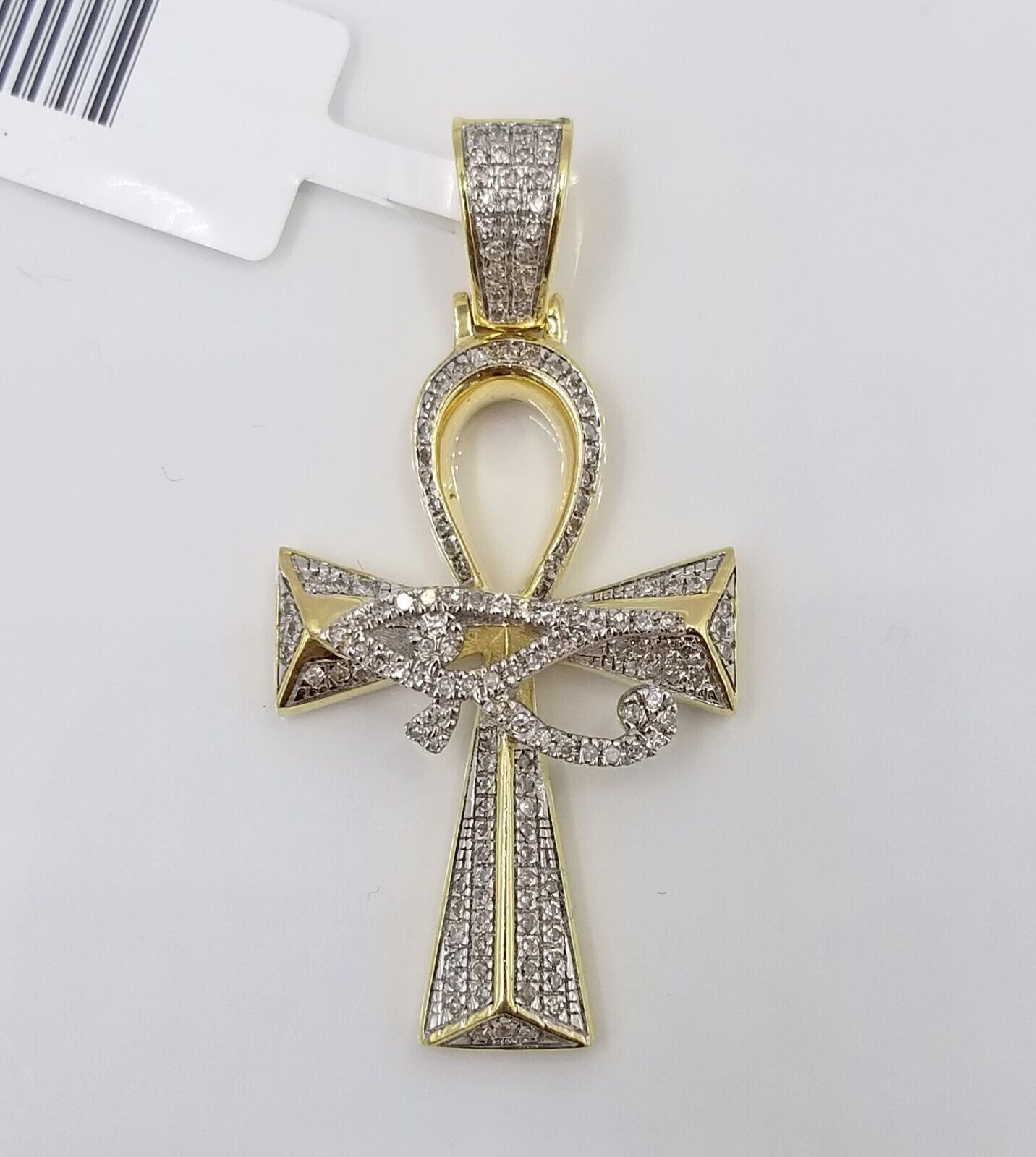 10k Real Gold Cross Evil Eye Pendant Genuine Diamonds Charm 10KT