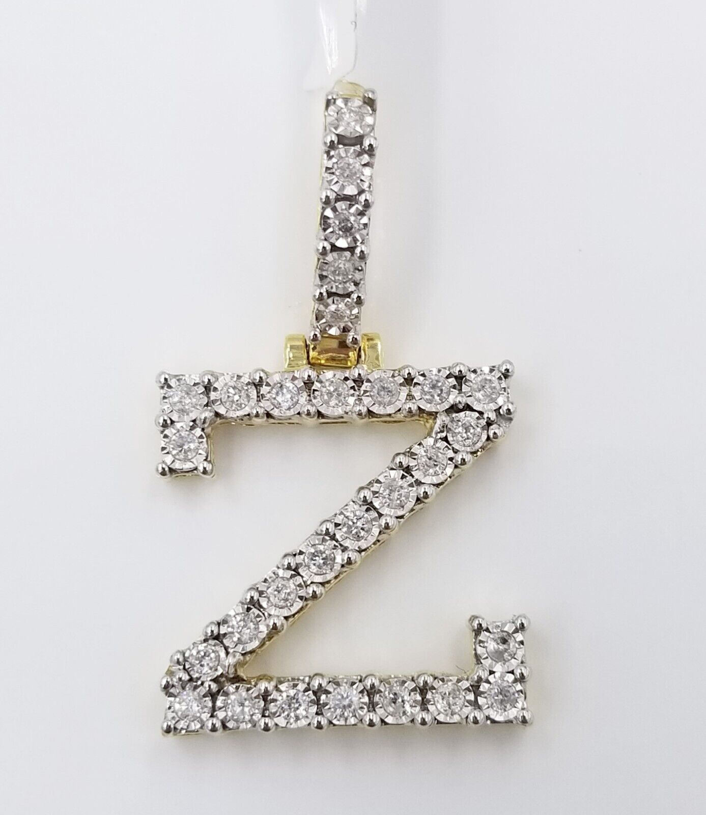 10k Yellow Gold Diamond Letter A-Z Initial Charm Pendant Real Diamond