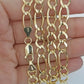 14k Solid Yellow Gold Figaro Link Chain Necklace Lobster Clasp 7mm for Men Women