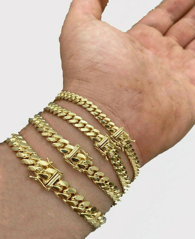 SOLID 10k Yellow Gold Chain 4mm-8mm 20"- 28" Miami Cuban link Necklace Mens REAL