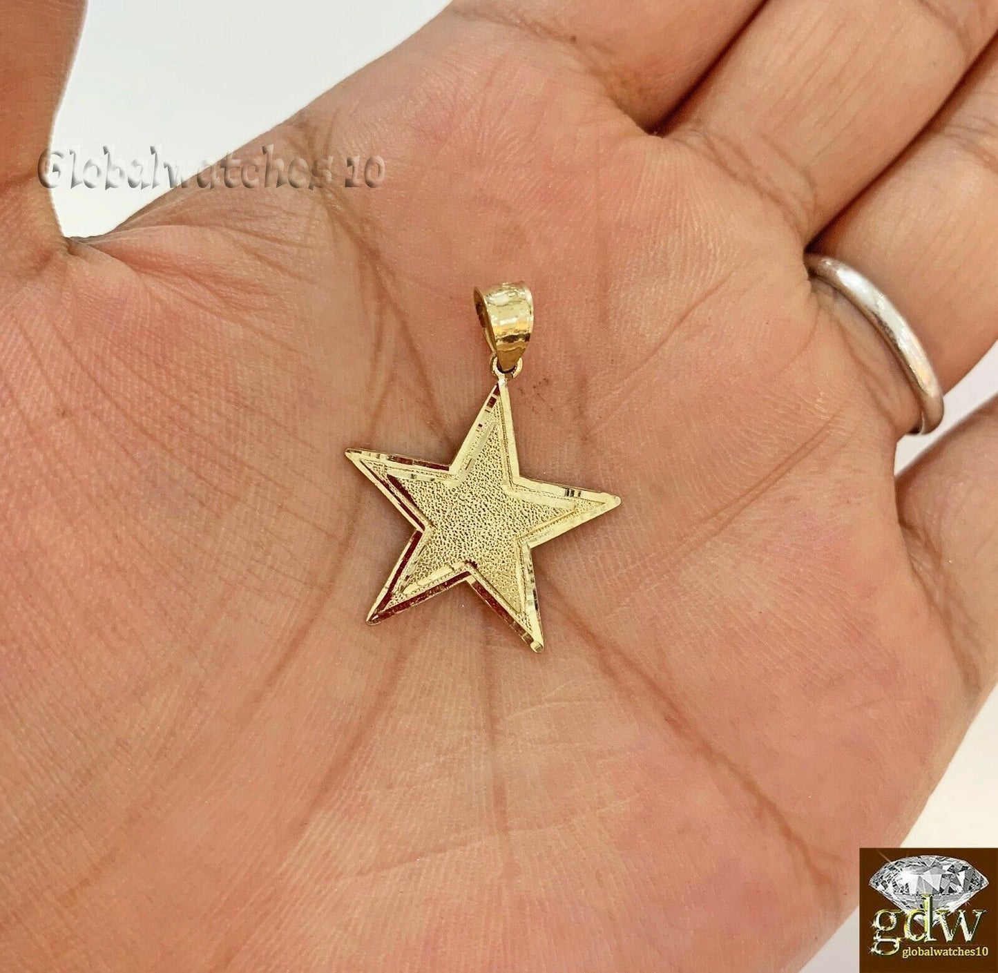 10k Gold Solid Star Sign Charm Pendant Diamond Cut Luck Real 1okt For Chain SALE