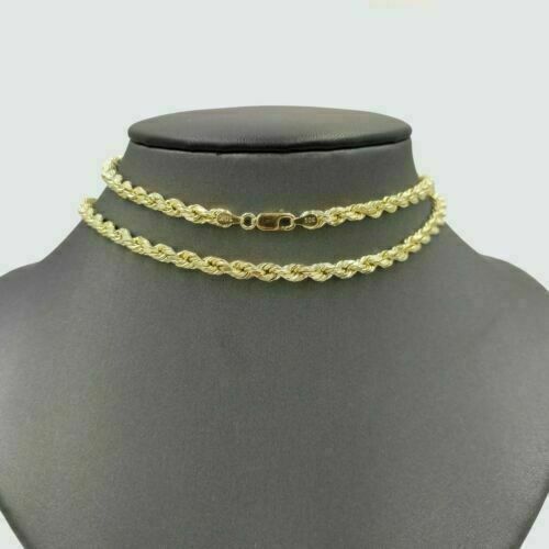 REAL 10k Yellow Gold Head Charm Pendent 3mm Rope Chain 20" 22" 24" Inch