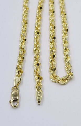 10k Real Gold Rope Chain For Men SOLID 5mm 20 Inch Diamond Cut On Sale