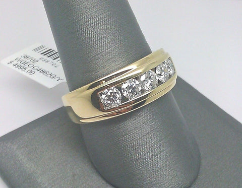 Mens Solid 14k Yellow Gold 1CT Band Wedding Engagement Ring REAL Diamond size 10