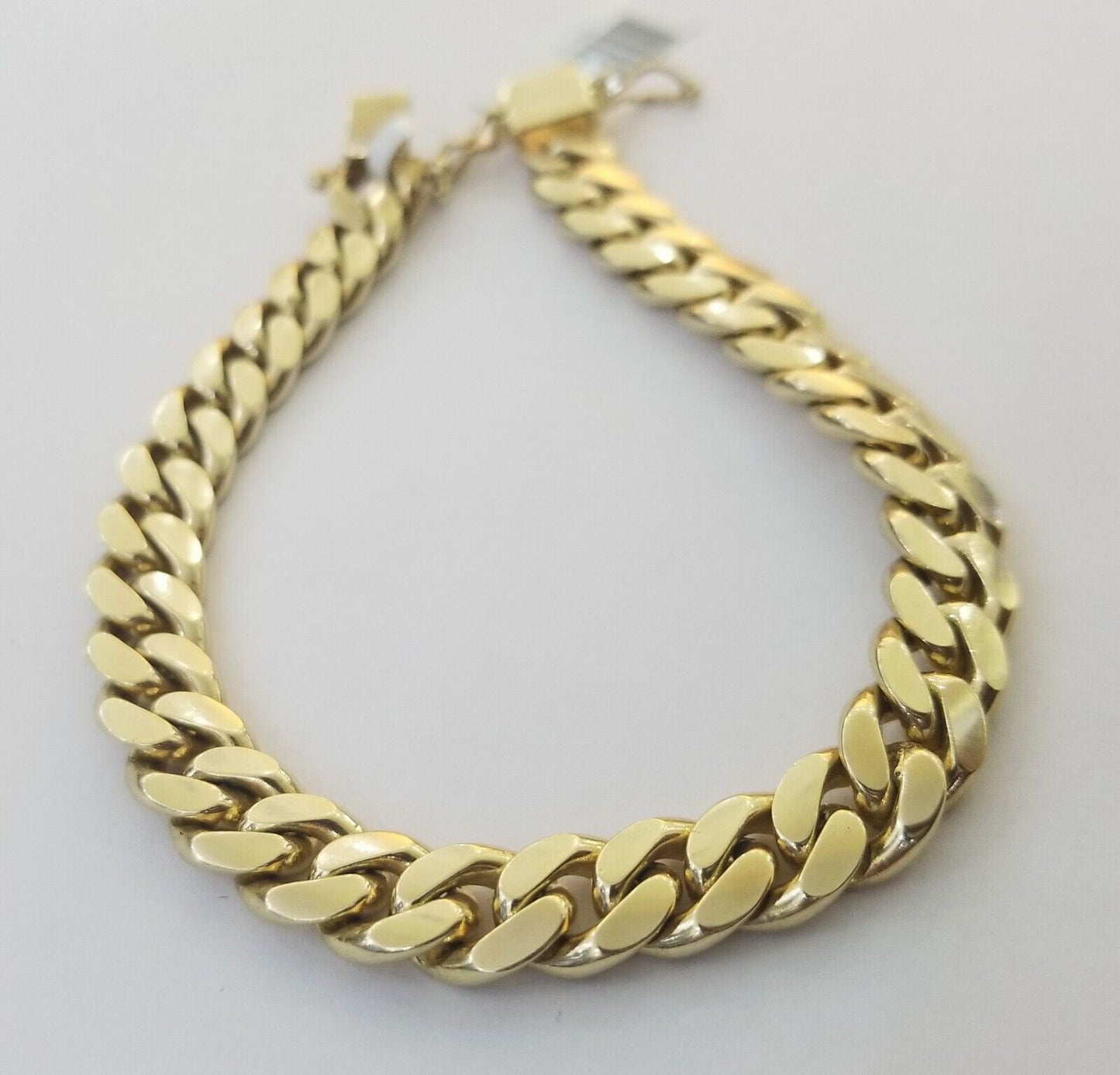 Real 10k Solid Gold Bracelet Miami Cuban Link 8.5mm 8 inch Box Lock 10kt Strong