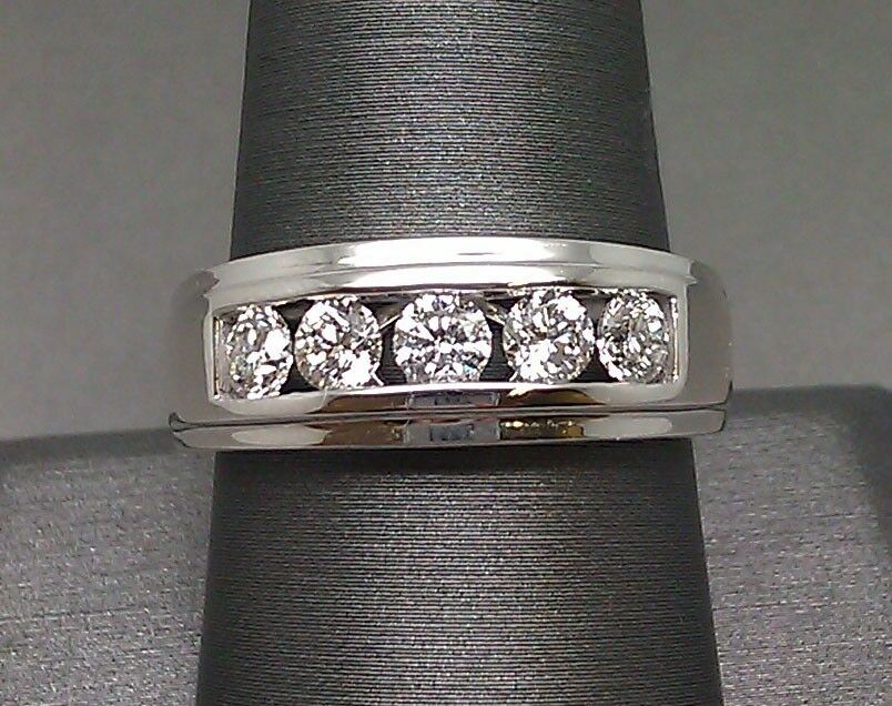 Mens 14k White Gold 1CT Diamond Band Solitaire Ring Wedding Engagement REAL , 10