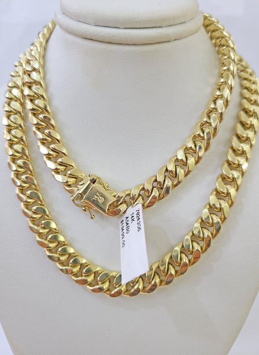 Real 14k Gold Miami Cuban Link Chain Necklace 9mm 24 inches Box lock 14kt