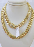 Real 14k Gold Miami Cuban Link Chain Necklace 9mm 24 inches Box lock 14kt